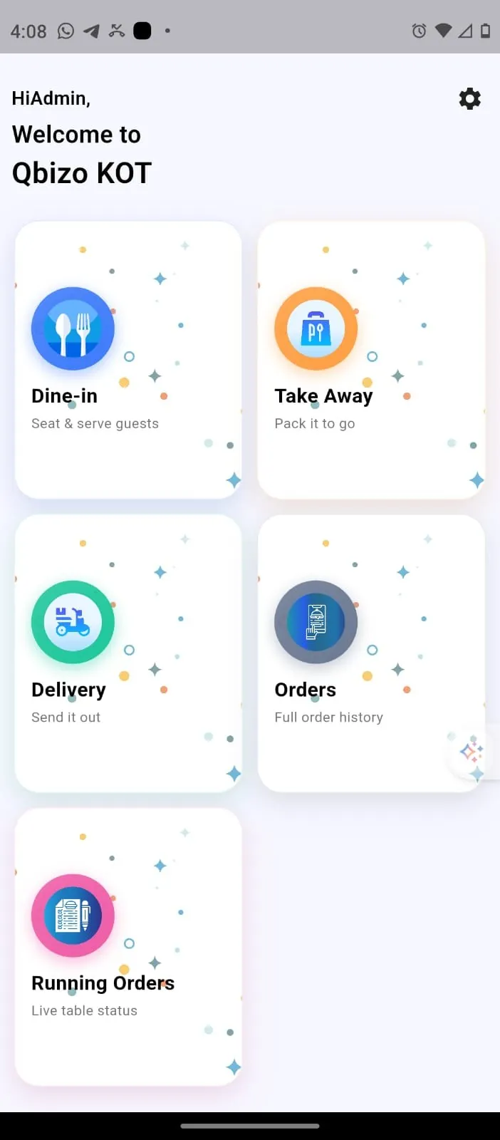 Qbizo KOT restaurant waiter app for dine-in, take away and delivery orders